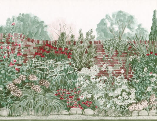 Floral Brick Garden Wall Mural