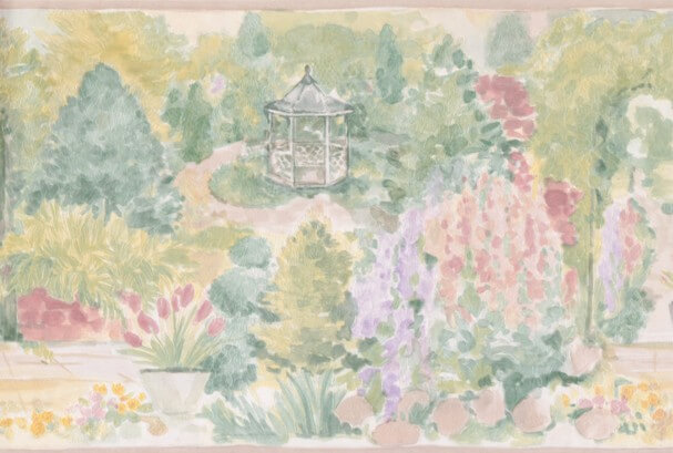 Watercolor Garden Gazebo Wall Mural