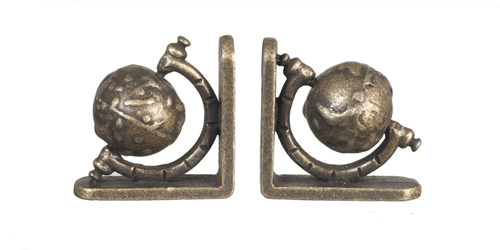 Antique Brass Globe Bookends Set