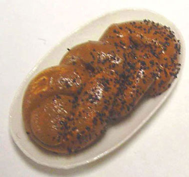 Braided Challah Bread on Platter