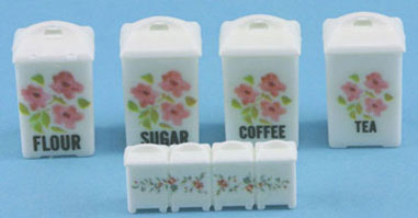 4pc Pink Floral Canister Set
