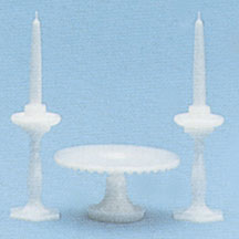 White Cake Plate & Candle Holders