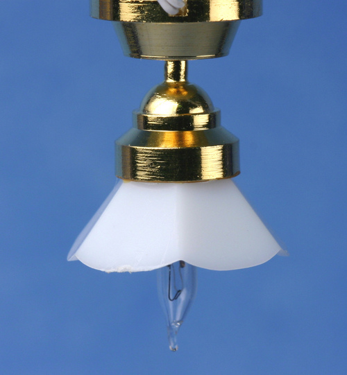 Gold Ceiling Lamp w/ White Tulip Shade 12v