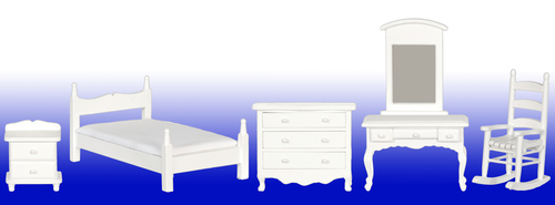Twin Bedroom Set - 6pc - White