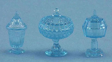 3 Blue Candy Dishes