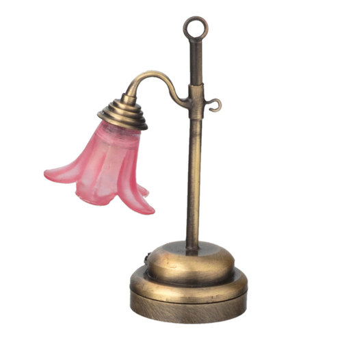 LED Antique Gold & Pink Tulip Lamp
