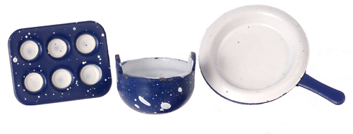 3pc Blue Splatter Cookware Set