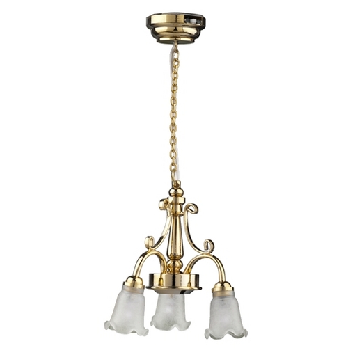 LED 3-Arm Frosted Down Tulip Shade Chandelier