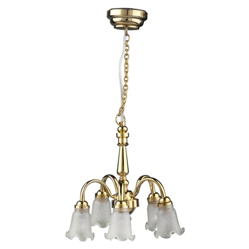 LED 5-Arm Frosted Down Tulip Shade Chandelier