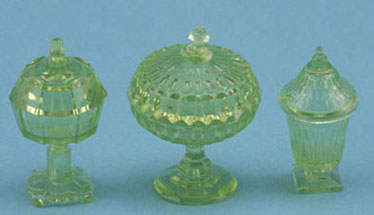 3 Green Candy Dishes