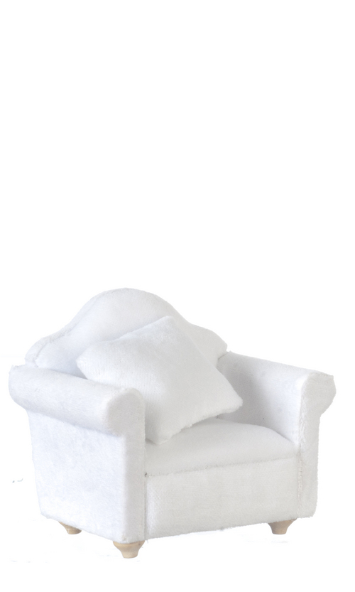 Overstuffed Chair w/ Pillow - White