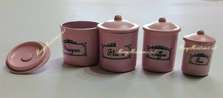 IM656111 Dollhouse Miniature Pink Canister Set 