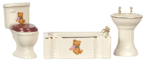 Modern Bear Pink Decal Bath Set - 3pc