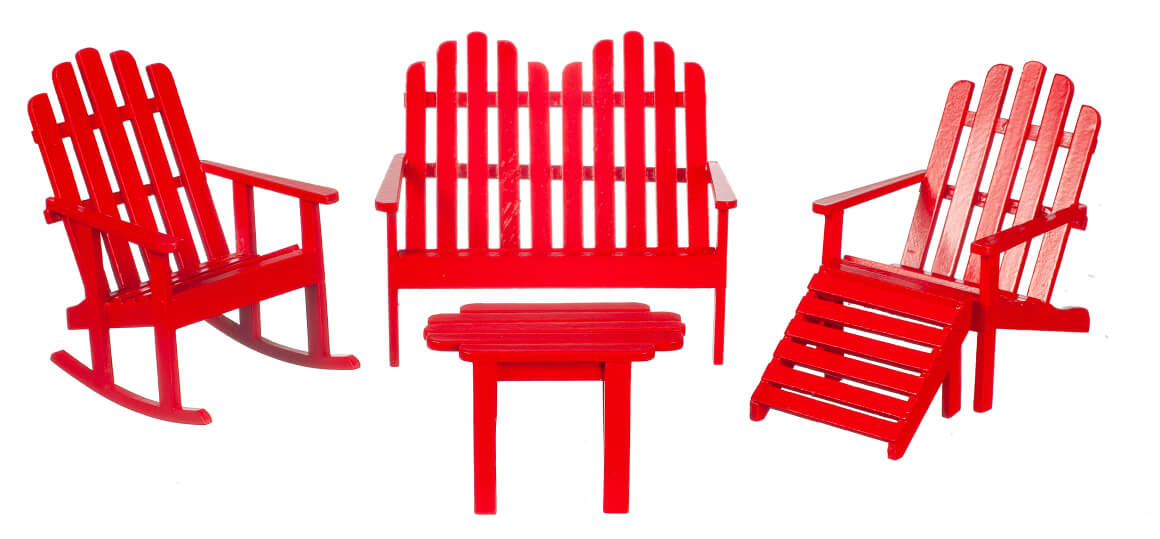 Adirondack Furniture Set - Red - 5pc