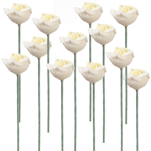 1dz White Rose Stems