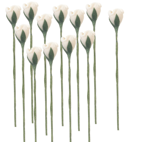 1/2in Scale 1dz White Rose Stems