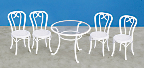 White / Glass Patio Table & 4 Chairs