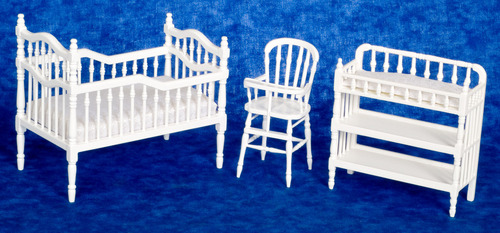 Victorian Baby Bedroom Set 3pc - White