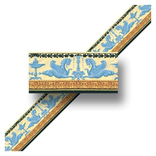 (image for) 1/2in Scale Light Yellow & Baby Blue Wallpaper Border Sheet