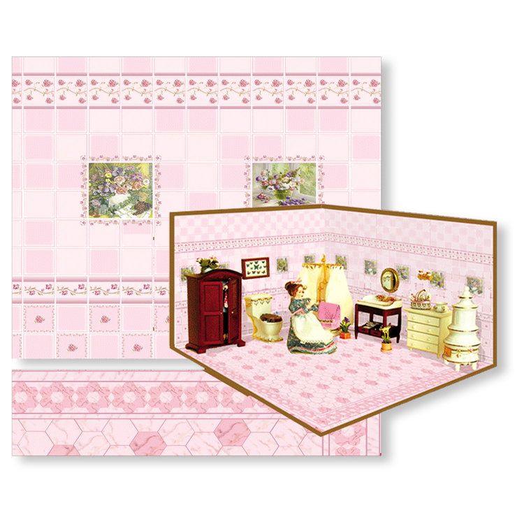 Pink Tiled Room Decorating Kit Mary�s Dollhouse Miniatures