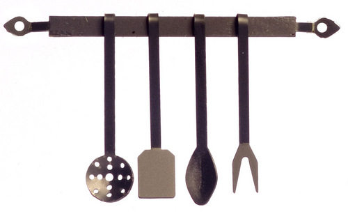 Dollhouse Miniature Metal Kitchen Utensils Set with Hanger FA70801 