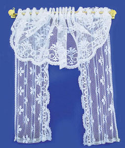 Dolls House White Crochet Lace Curtains Nets 1:12 Window Accessory 
