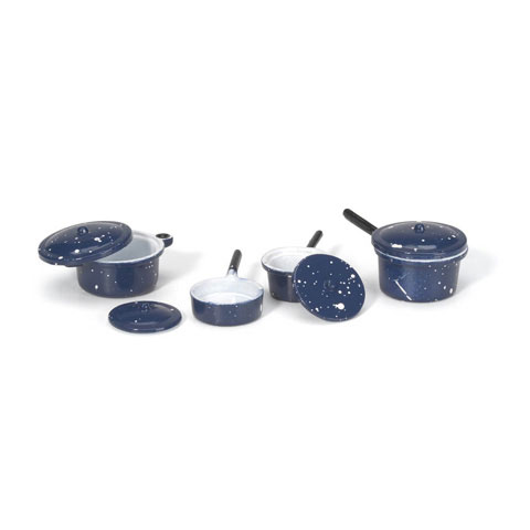 Blue Splatterware Pots & Pans Set w/ Lids 8pc
