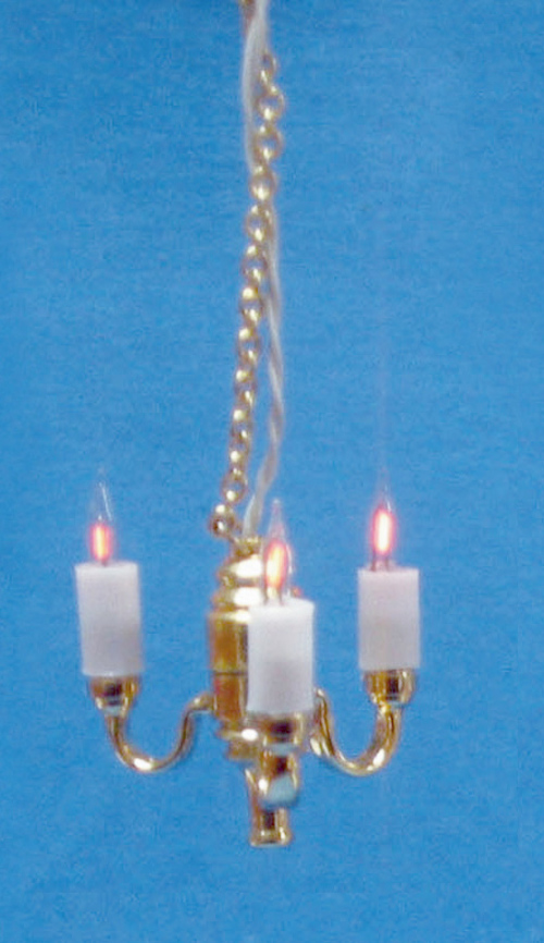 1/2in Scale 3 Arm Colonial Chandelier 12v