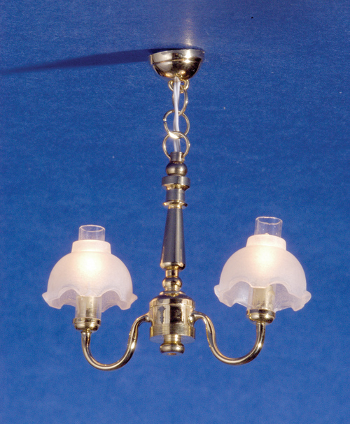 2 Arm Chandelier w/ Fluted Shades 12v