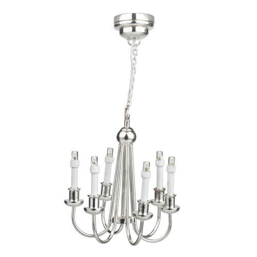 6 Arm Silver Chandelier - LED