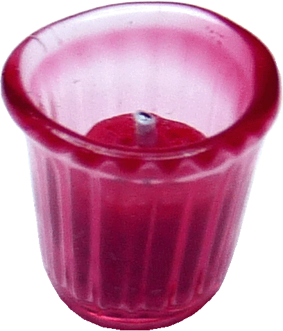 Pink Glass Votive Candle Holder w/ Red Candle