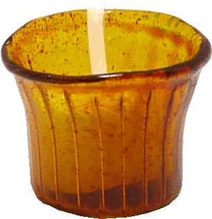 Amber Glass Votive Candle Holder w/ White Candle