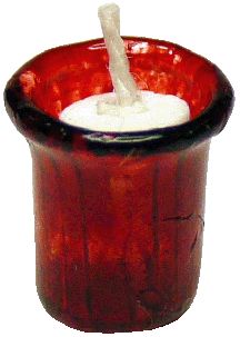 Red Glass Votive Candle Holder w/ White Candle