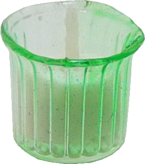 Green Glass Votive Candle Holder w/ White Candle