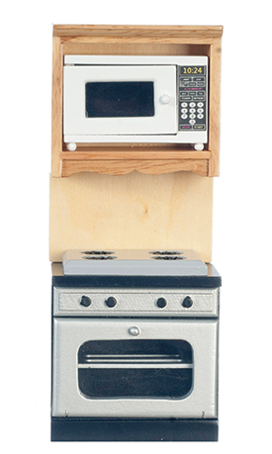 Kitchen Stove & Microwave in Cabinet - Oak