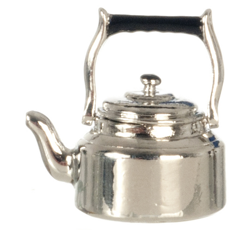 1:12 Scale Miniature Tea Kettle, Silver Dollhouse Cookware