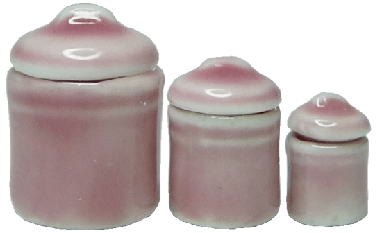Pink Canister Set w/ Lids 3pc Ceramic