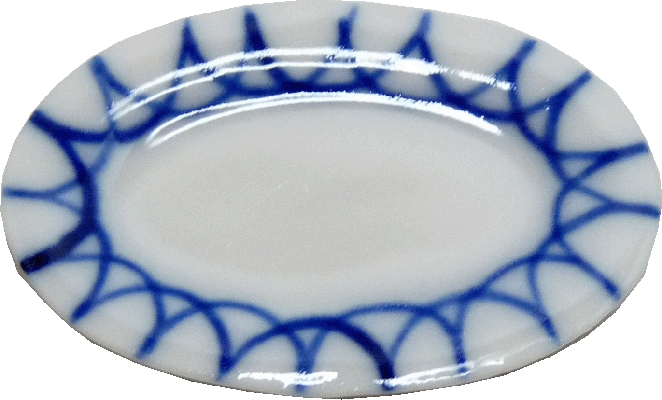 Large White & Blue Ceramic Platter