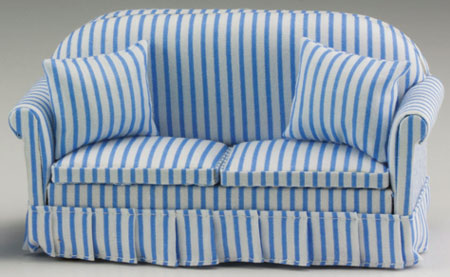 Blue & White Striped Sofa w/ Pillows