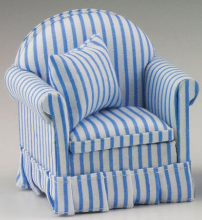 Blue & White Striped Chair w/ Pillow