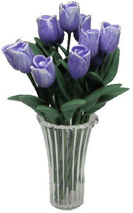 12 Purple Tulips in Vase
