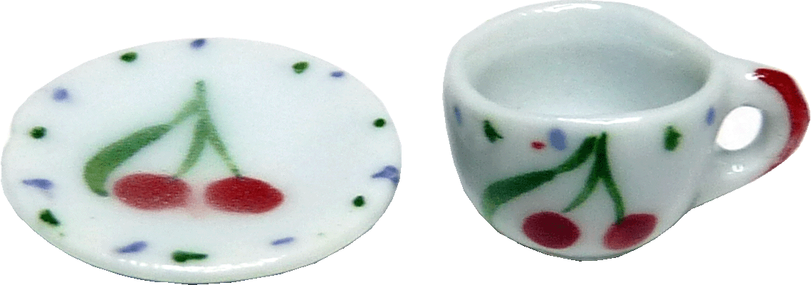 Cherry Ceramic Teacup & Saucer