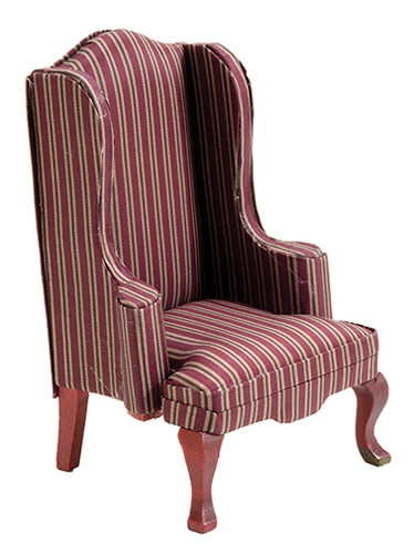 Burgundy Stripe Upholstered Mahogany Armchair