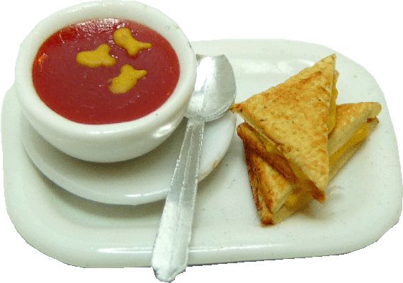 Bowl of Tomato Soup w/ Goldfish Crackers & Grilled Cheese