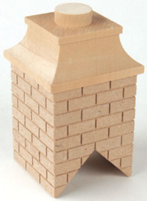 Unfinished Dollhouse Wood Brick Chimney Stack