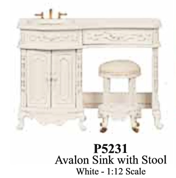 Avalon Sink w/ Stool - White