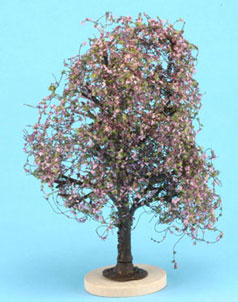 Miniature Tree w/ Burgundy-Mauve Flowers