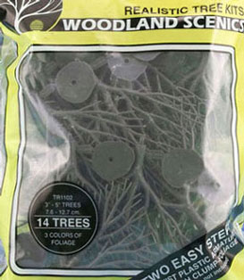 3-5 Inch Green Deciduous Trees 14pc