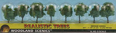 3/4 Inch Medium Green Trees 8pc