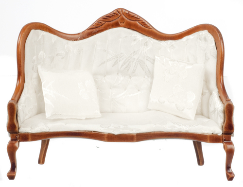 White Victorian Sofa - Walnut